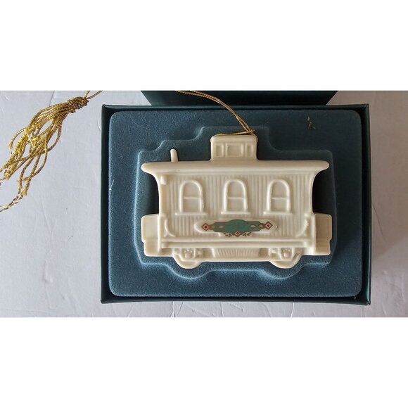 Lenox Christmas Porcelain Ornament: Yuletide Express Caboose (1989) - Picture 1 of 6